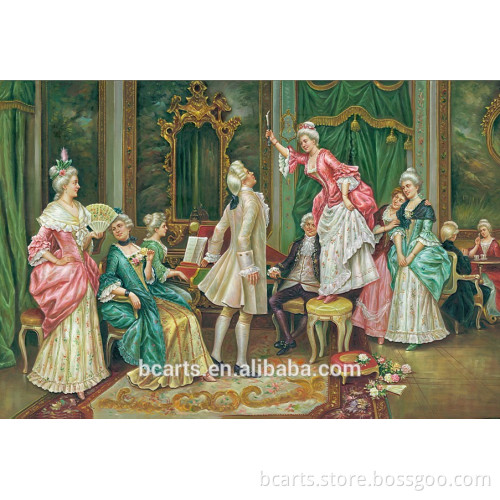Classical royal court women and men playing painting wall mural